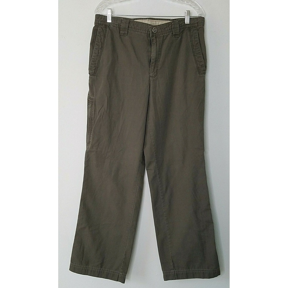 Columbia Mens Pants 34 Olive Green Flat Front Extra Pocket Outdoor/Work Pants